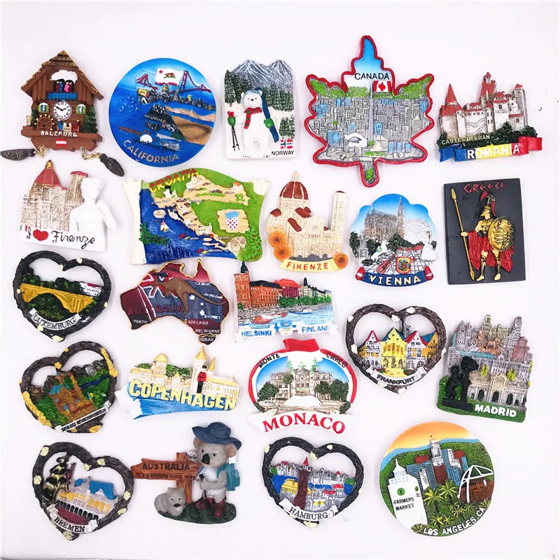 Germany Spain Denmark USA Austria Canada Italy Australia Norway Resin Magnetic 3d Refrigerator Magnet
