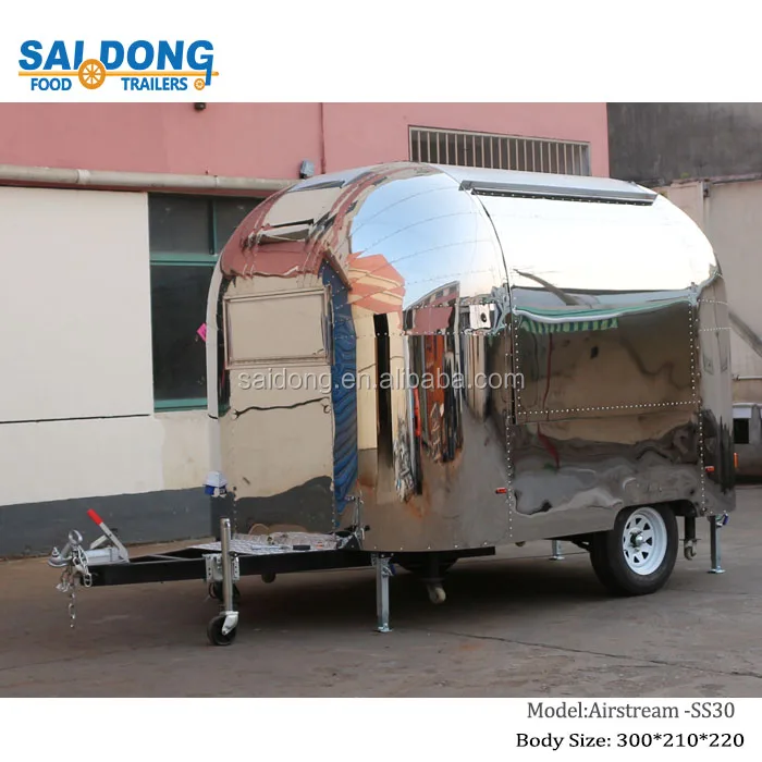 Saidong Mobile Pizza Fast Food Truck BBQ Food Trailers Airstream mirror Commercial Food Trailer For Sale Europe
