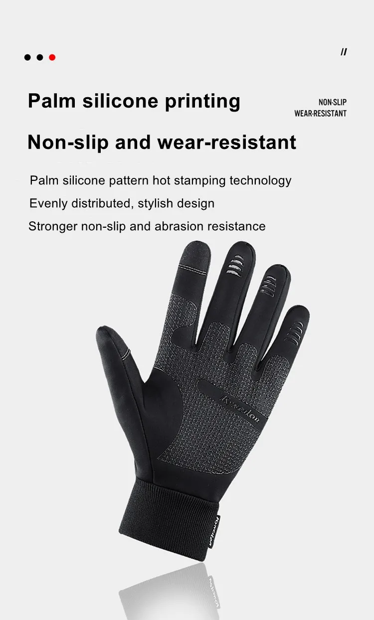 Touchscreen Gloves Anti-slip Running Training Cycling Ports Winter Warm Gloves Full Finger Gloves Men