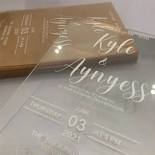 Chinese Factory Professional Card Custom Acrylic PVC Transparent Wedding Invitation Card