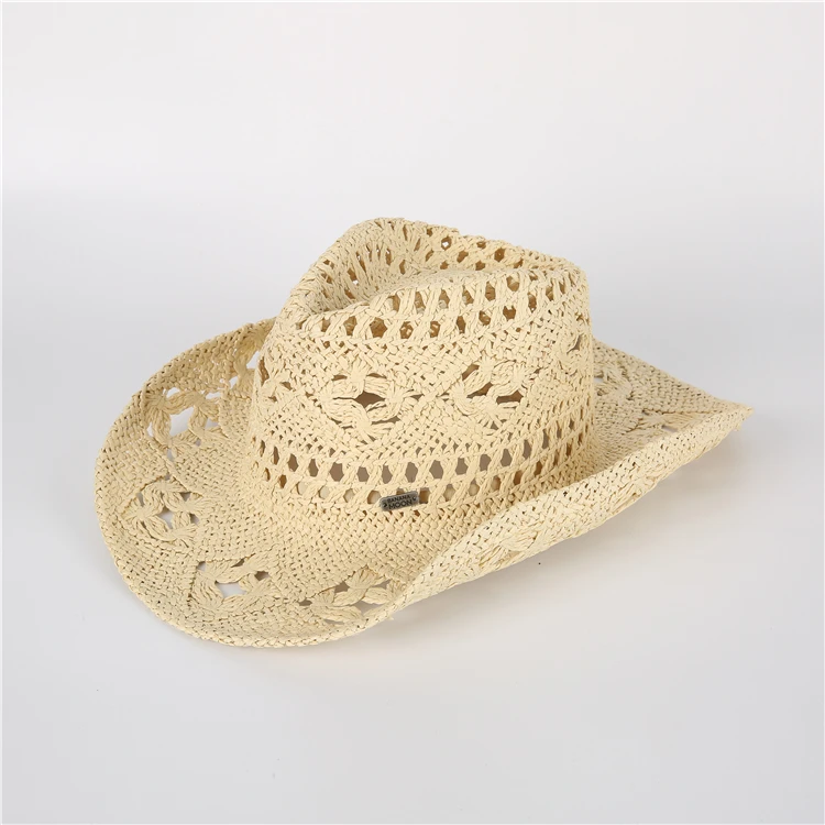 Vintage Sunshade Cowboy Jazz Straw Hats Hollow Out Summer Cowboy Jazz Straw Hats