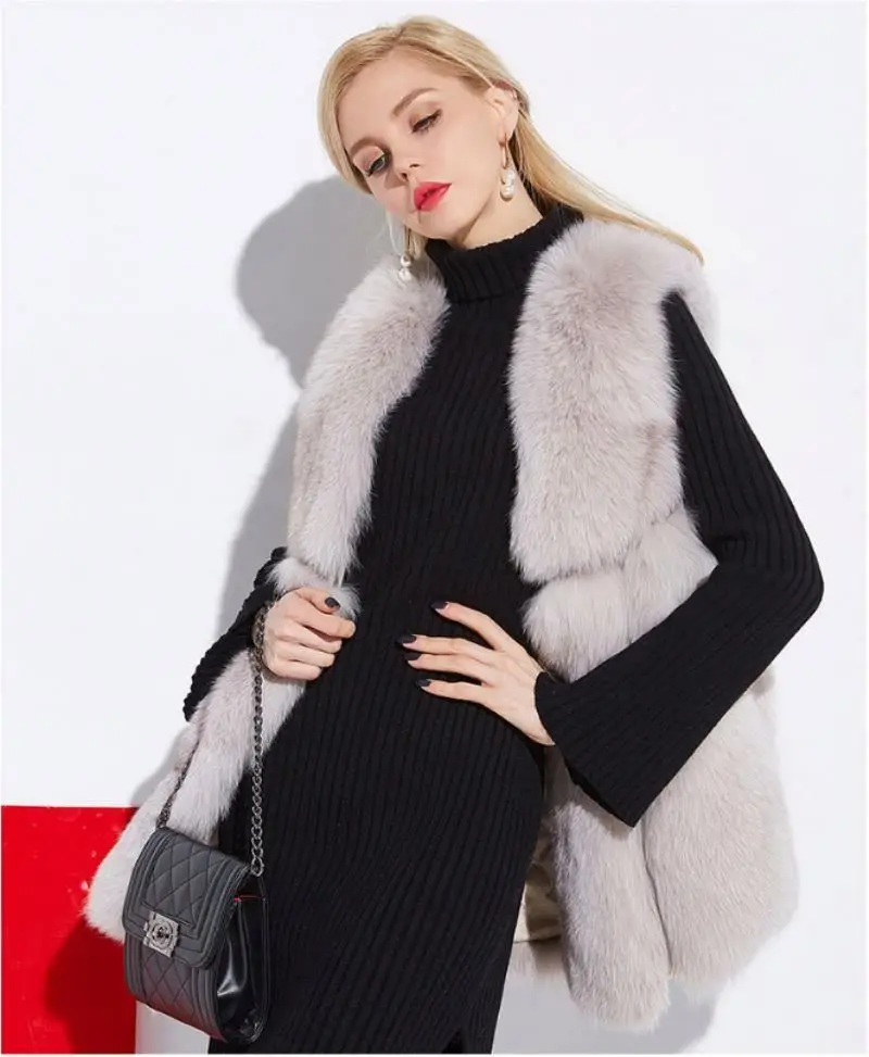 Fashionable Premium Luxury Honourable ladies Elegant Classic warm winter fox 2020 fur vests