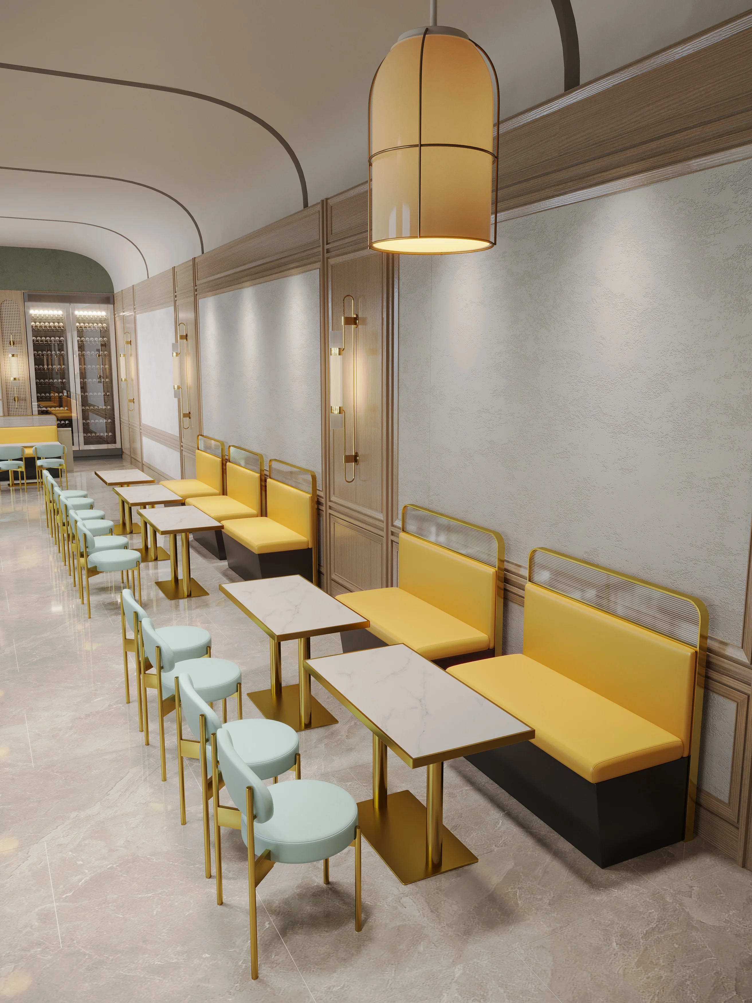 Wholesale restaurant cafe furniture dining tables booths seating restaurant sets for fast food