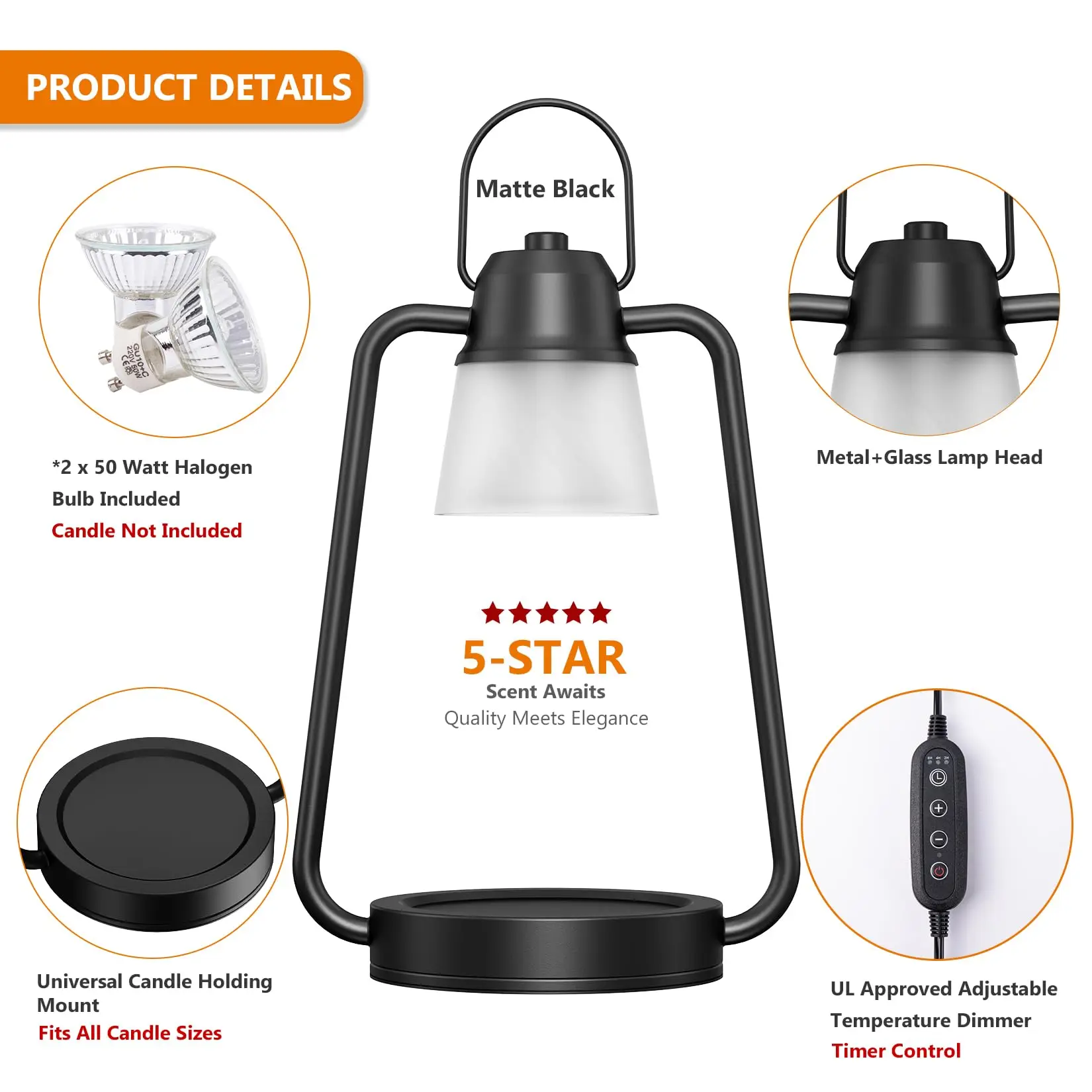 Candle Warmer Lamp Dimmable Timer, Electric Metal Top Down Light Heat Melting Wax Candles, Vintage Candle Warming Lantern