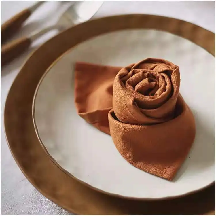 100% Красивая хлопковая салфетка, свадебная настольная салфетка, салфетки для коктейльной вечеринки, квадратные простые окрашенные повседневные складные простые классические салфетки