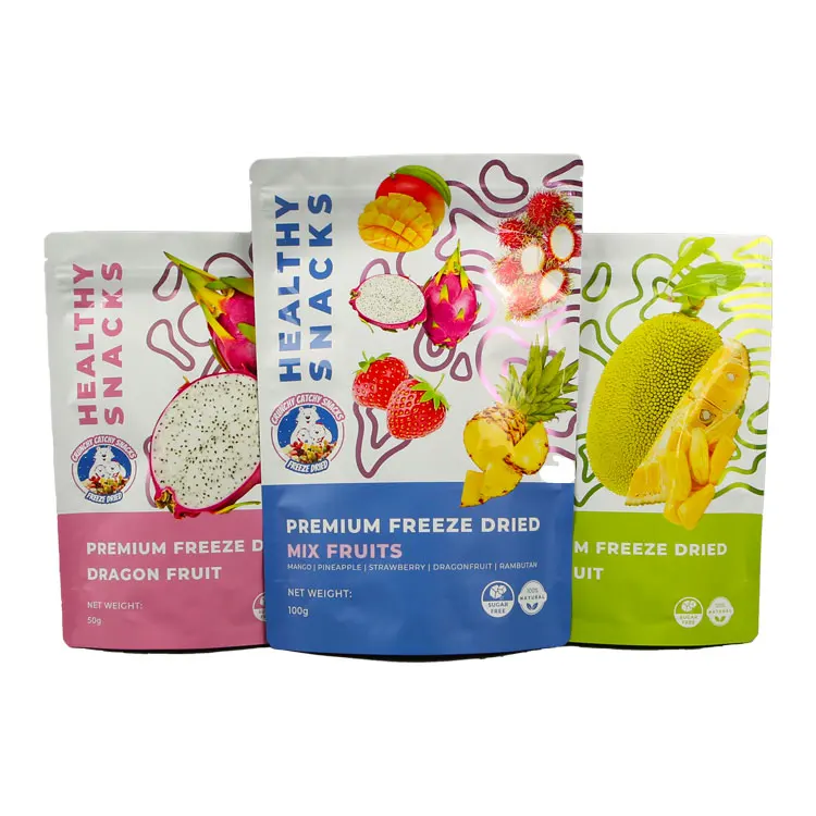 Freeze-dried Fruit Packaging Natural Rice Cracker Baby Food Snack Pouch With Zipper Bags Stand Up Bag