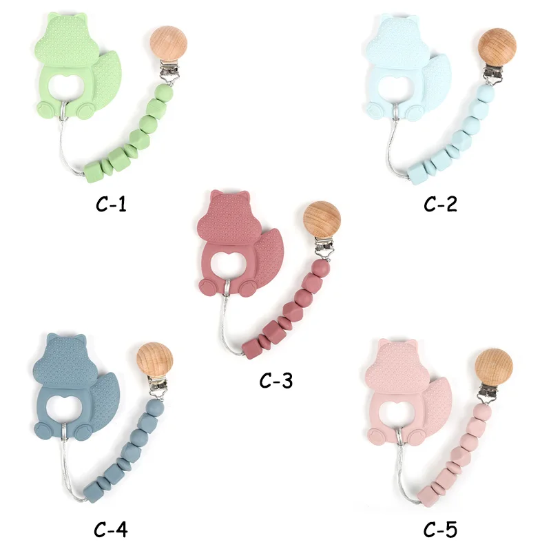 ES-Pro Direct Factory Sale RTS Eco-Friendly Food-Grade Silicone Baby Pacifier Holder Chain Non-Toxic Kids Teething Chain Sets
