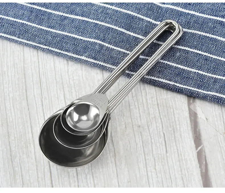 OEM/ODM LFGB certified kitchen stainless steel 430 solid liquid tsp measuring spoons set