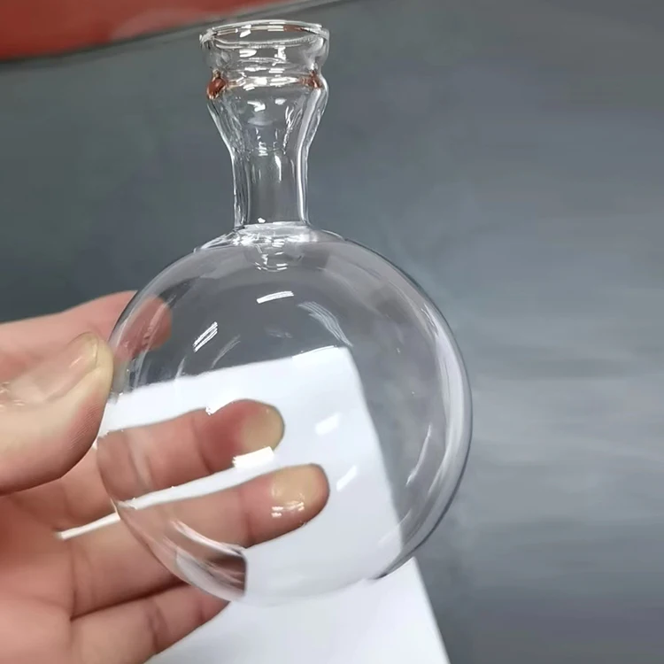 8cm 80mm clear transparent glass christmas ball with long neck