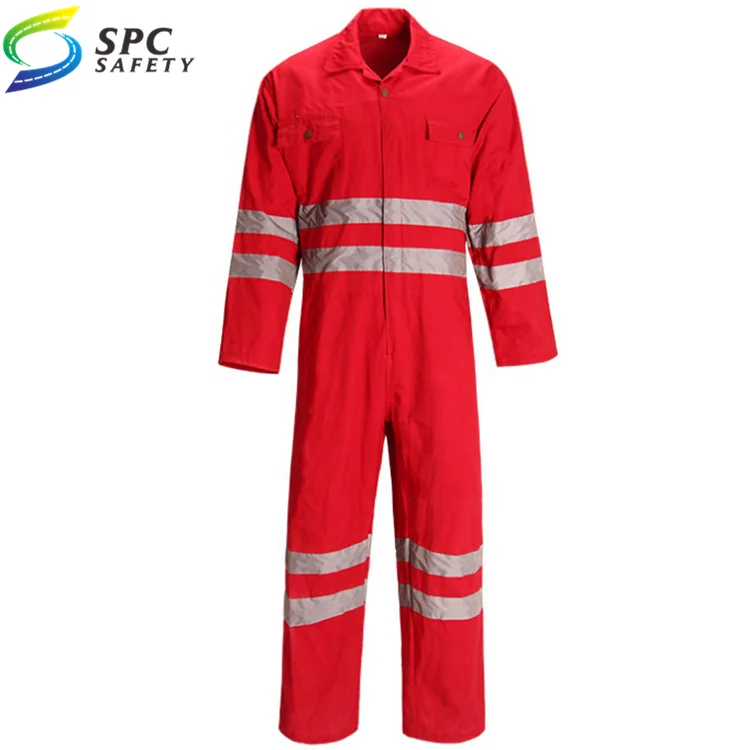 Best price High vis Workers Uniform Cotton fabric red Working Suit Overall Workwear Safety Uniform Coveralls