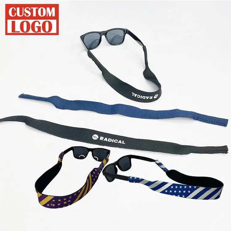 Custom Logo Neoprene Non-Slip Sports Silicone Sunglass Cord Holder Sunglasses Strap And Neck Strap