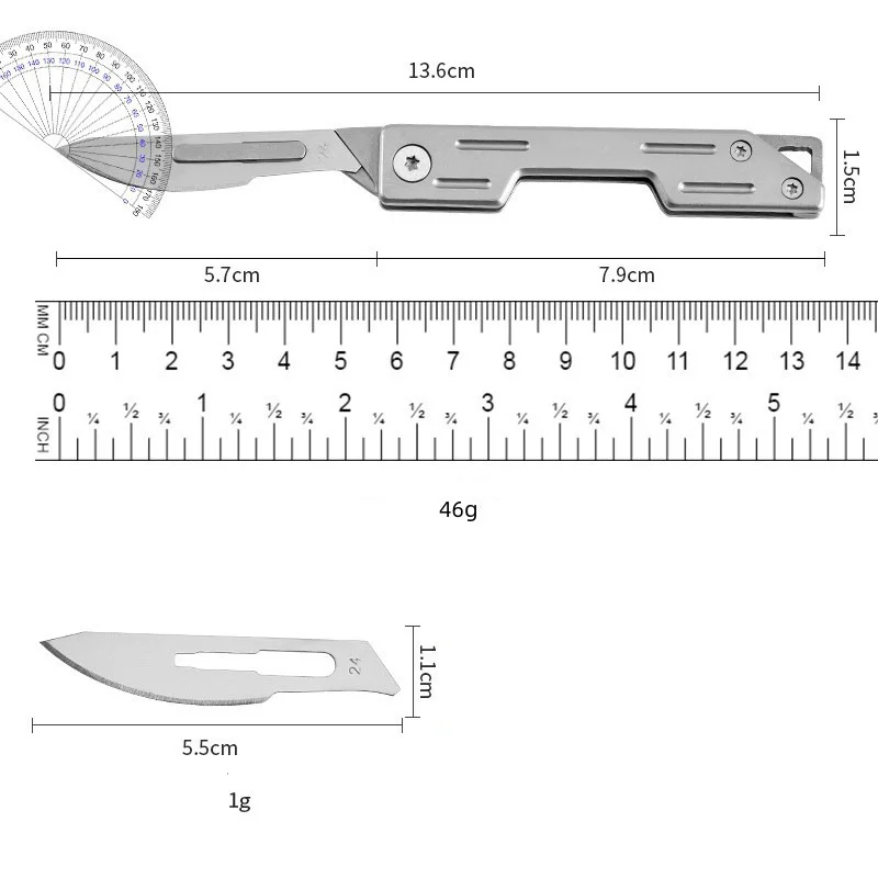 MINI Pocket Knife #24 10pcs Replaceable Blade Stainless Steel Handle Utility Edc Keychain Knives Compact Slim Unboxing knife