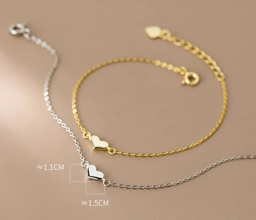Fashion Heart Bracelet 925 Silver Charms Silver Personalized Designer Heart Bracelets