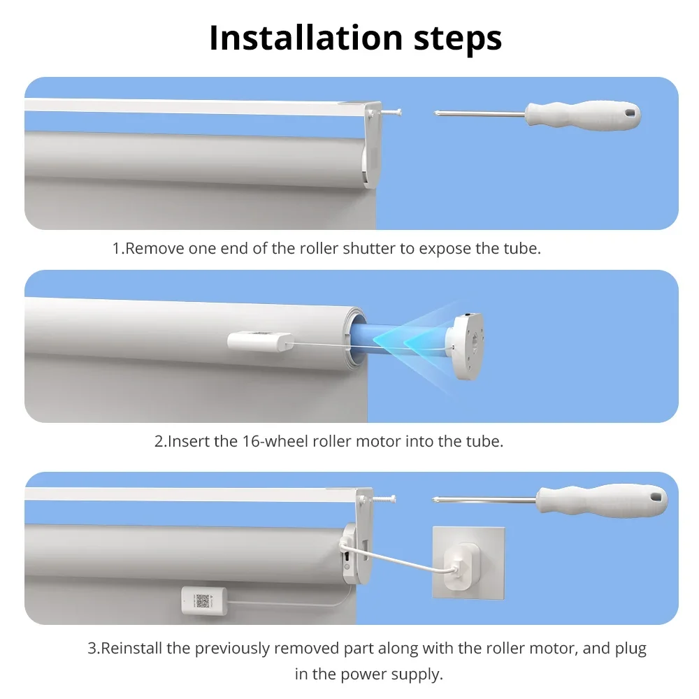 Zemismart Matter Over WiFi Electric Roller Shade Motor Plug-In Motor for 17 25 28mm Tube Alexa HomeKit Google Home Smartthings