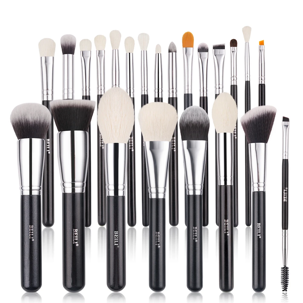 23PCS professional high quality makeup brushes Low Moq custom logo Luxury private label black natural hair make up brush set