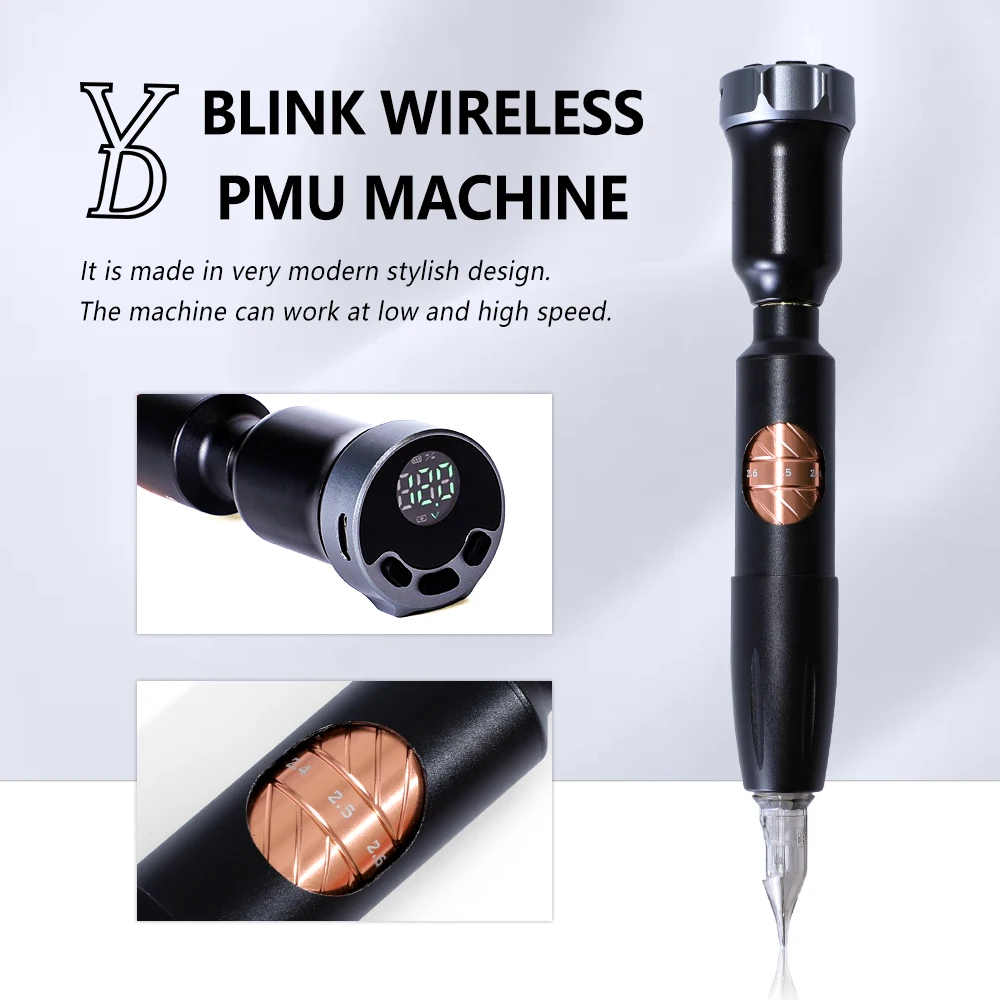 YD Wireless Blink Rotary Adjust Stroke Machine Digital Permanent Makeup Tattoo Machine With Small Power Microblading