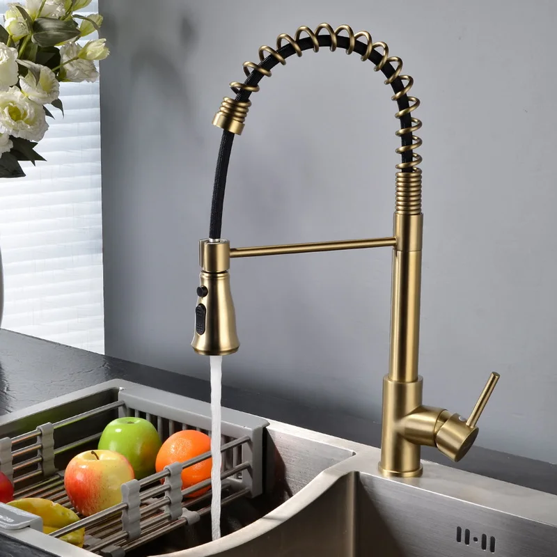 UPC cUPC NSF american standard single handle brass matte black pull down kitchen sink faucet with sprayer for kitchen sink