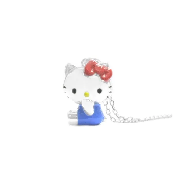 Fashion Color Enamel Hello Kitty Animal Pendant in 925 Sterling Silver