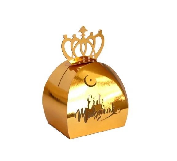 ramadan decoration Eid Mubarak candy box shiny crown muslims festival hollow gift box Islamic festival party favor