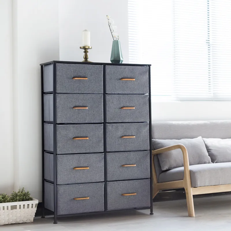 Manufacturers wholesale minimalist home cabinet 10 drawer fabric drawer dresser storage tower