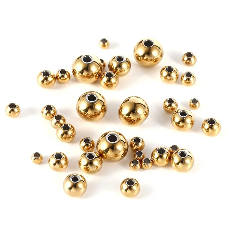 stainless steel beads for jewelry making pvd gold plated spacer stainless steel beads waterproof