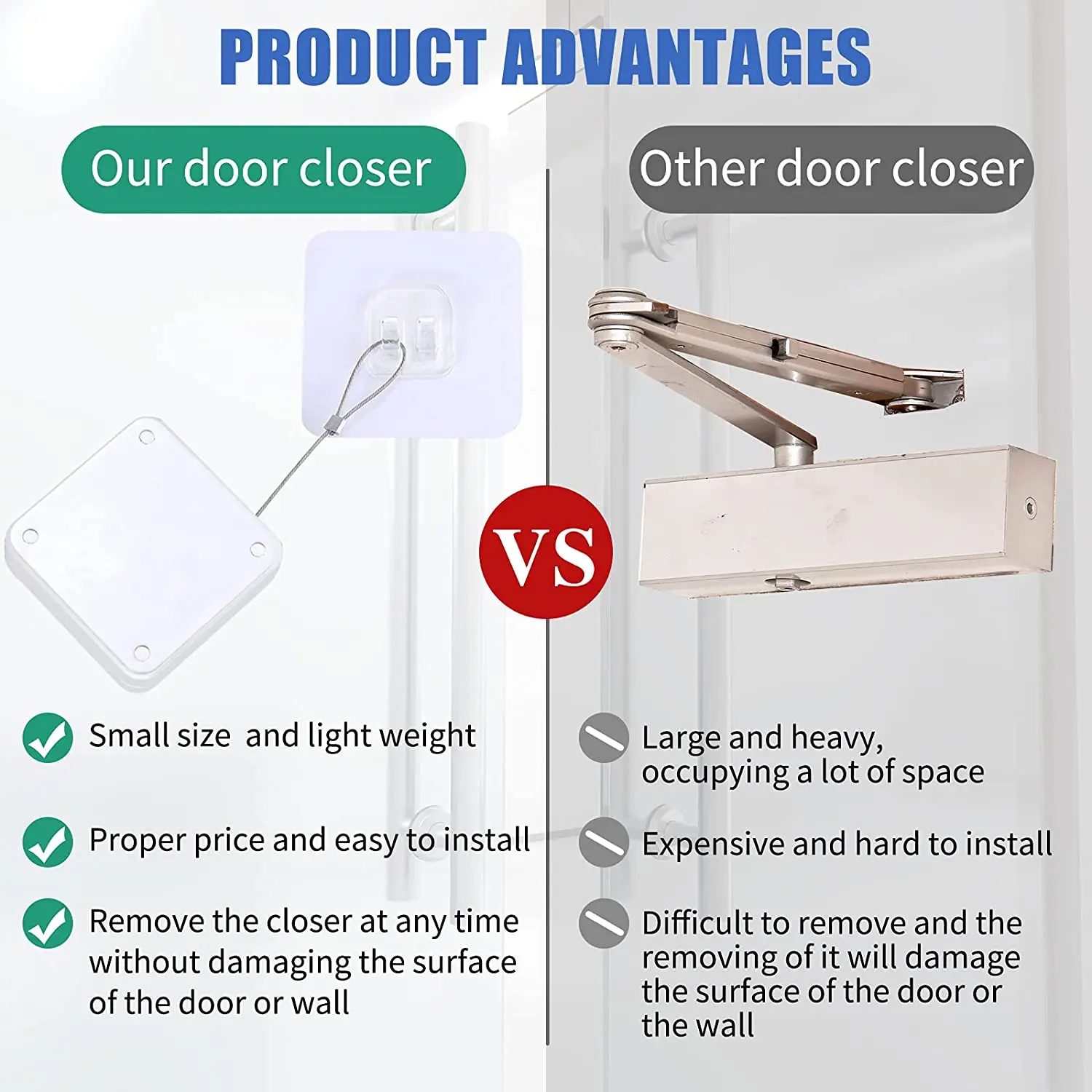 Topcent 500-1200g Pull Self Closing Door Closer Punch-free Automatic Induction Door Closer with Mute Article
