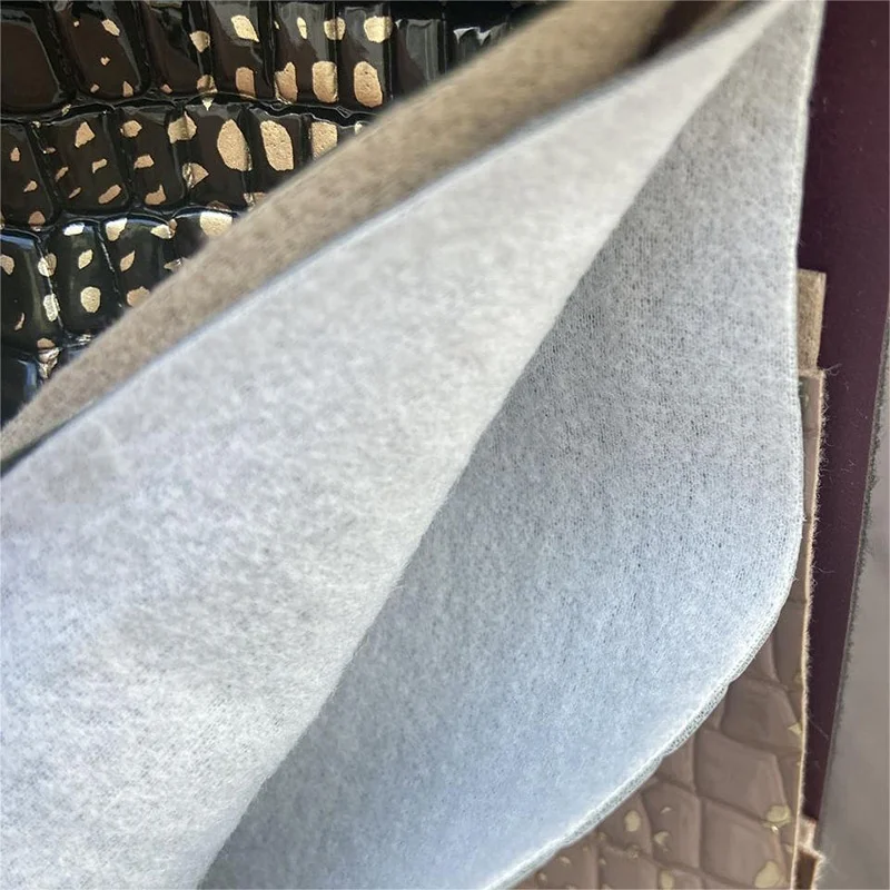 Glossy Embossed Crocodile Gold Film Foil PVC Faux Leather For Handbag