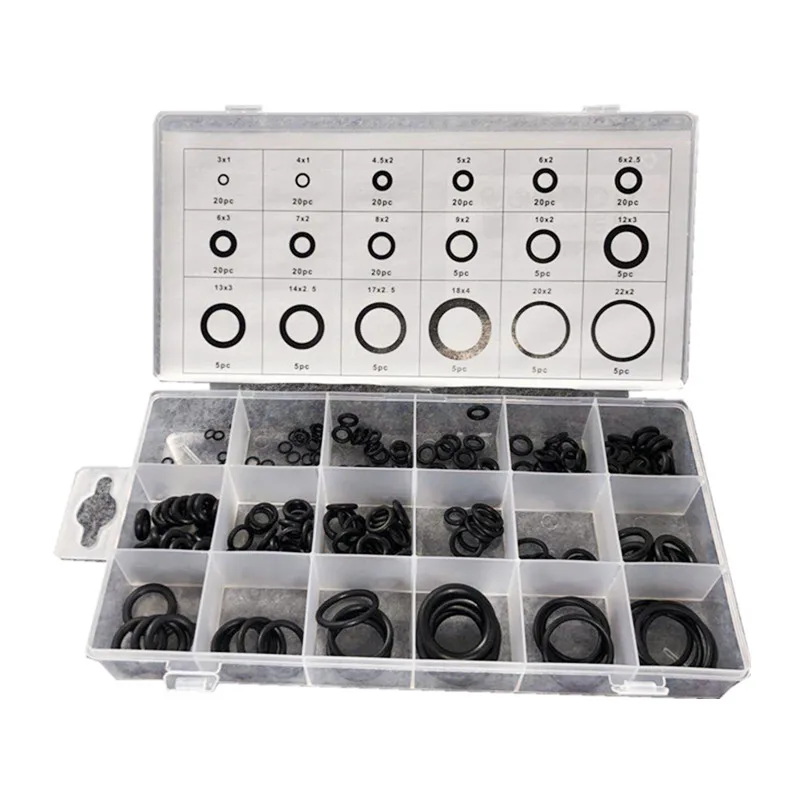 Rubber O Ring Set, Black Small O Rings Assortment Kits Assorted Metric Sealing Washer for Automobiles Plumbing