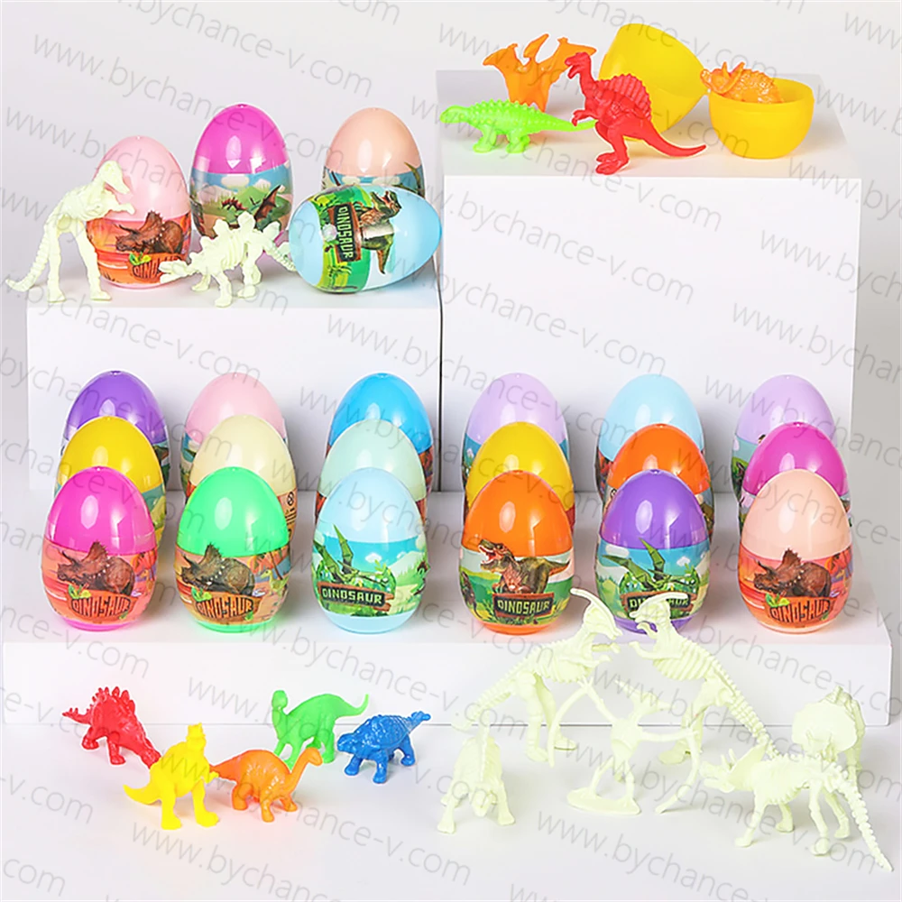 Wholesale cheap capsule toys mini dinosaurs in egg shape plastic balls toy for gashapon machine 60mm