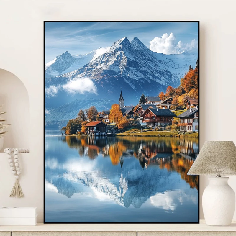 Paint by Numbers Kits Without Framed Canvas Landscape House Scenery Paint By Number Kit DIY Arts and Crafts for Adults