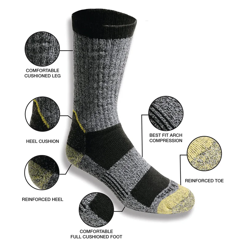 Thick Comfortable Knitted Wool Socks Packaging Warm Winter Sports Socks Custom logo Hiking Crew Work Socks