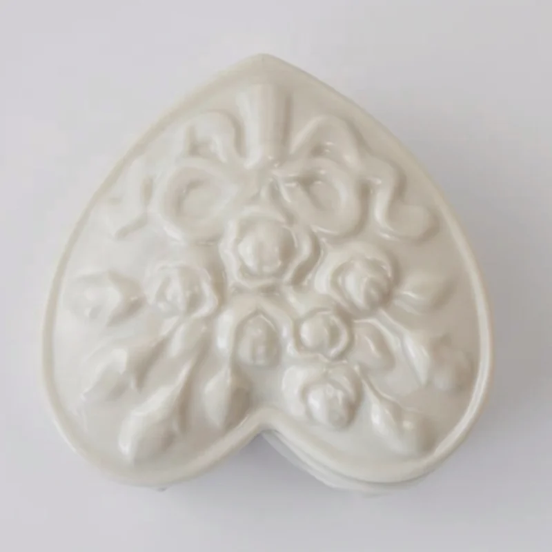 Solid color embossed flowers bone china ceramic ring earrings jewelry box storage box crafts ornaments