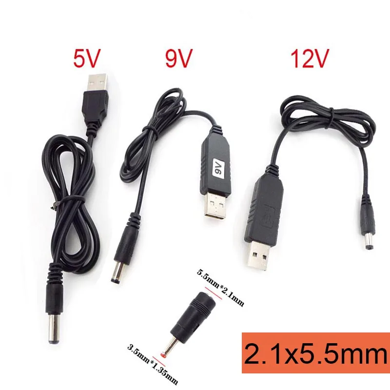 Повышающий Модуль источника питания с 5 в постоянного тока на 9 В 12 USB-коннектор конвертер адаптер USB-кабель штекер 2 1x5 мм 3 5x1