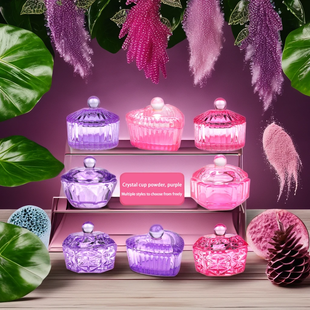 Crystal Cup Manicure Nail Art Acrylic Powder Liquid Glass Dappen Dish Lid Bowl Nail Tool Equipment Brush Holder Nails Supplies