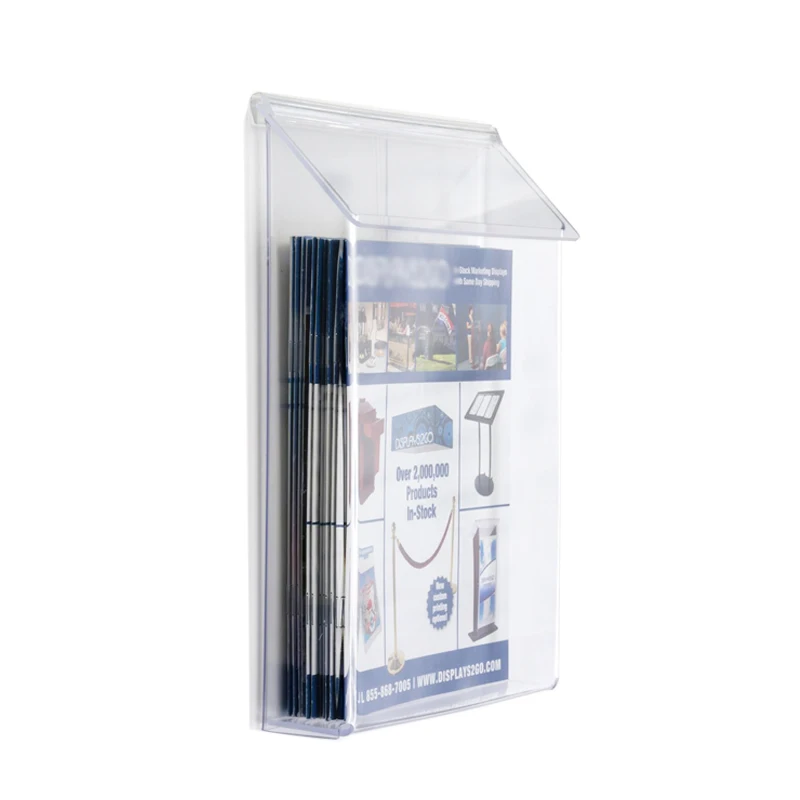 A5 Clear Acrylic Flyer Box Self Wall Mounted Magazine Leaflet Outdoor Brochure Holder