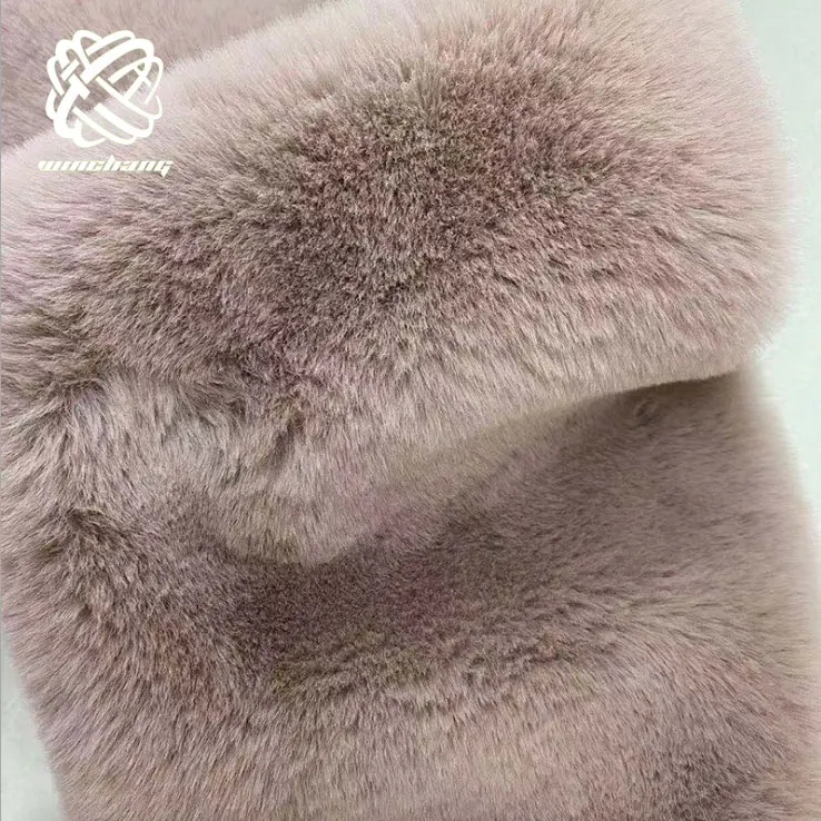 Фабрика Keqiao самая низкая оптовая цена 100% полиэтиленовый мех кролика супер мягкий искусственный плюш ткань из искусственного кроличьего меха