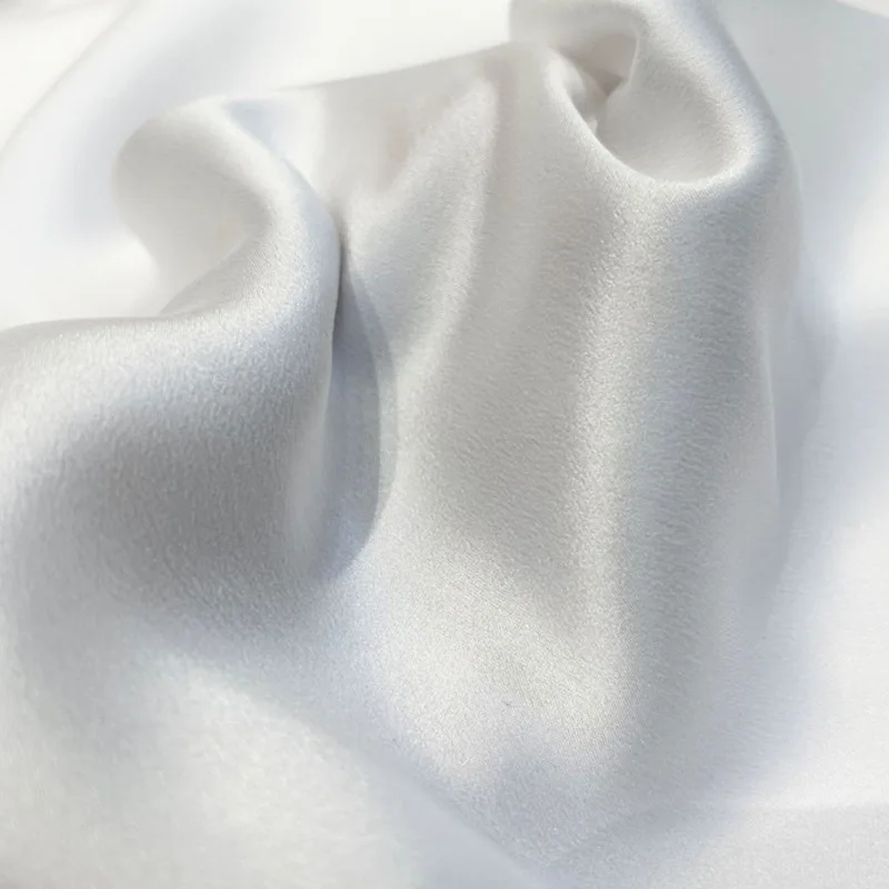 Black 97% Silk 3% Spandex 16mm Spring Elastic Satin Dyeing Solid Clothing Fabric Silkworm Fabrics for Women Dress Wedding