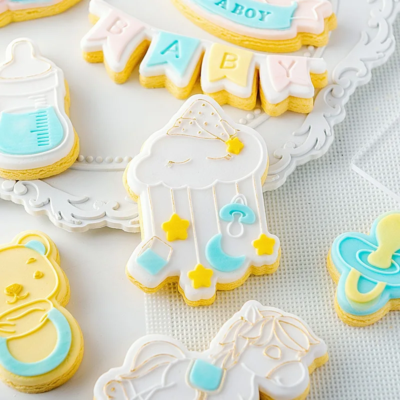 Saffron Baby shower fondant embosser cookie cutter acrylic stamp plastic cutters for embossing cookies