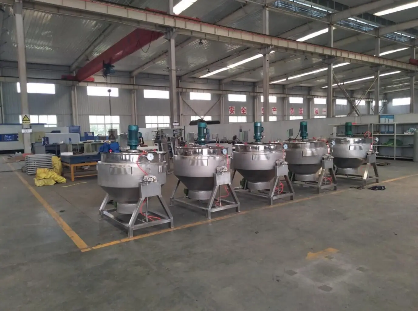 Gas heating conduction oil Cooking Jacketed Kettle with Agitation / Commercial Restaurant Soup Cooking Equipment