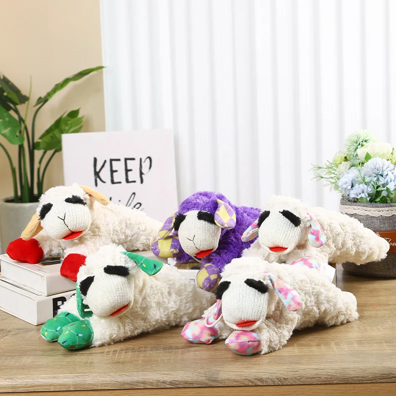 Top Selling Dog Toys Noise Maker Toy White With Red Sheep Plush Dog Toys