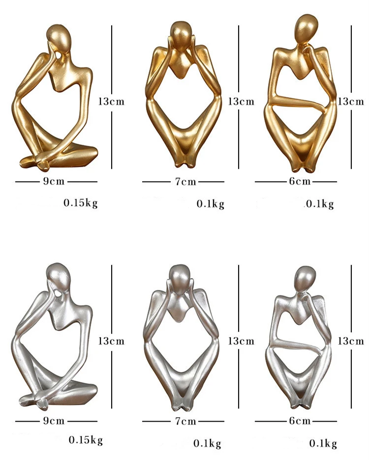 Resin Thinker Crafts Abstract Sculpture Thinking Statue Collectible Human Figurines Home Office Bookshelf Desktop Decor