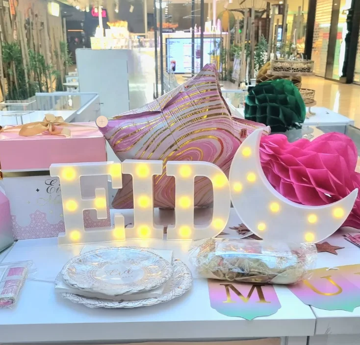 Pafu muslim home party table decoration ramadan mubarak led letter sign star moon lights white eid light up letters