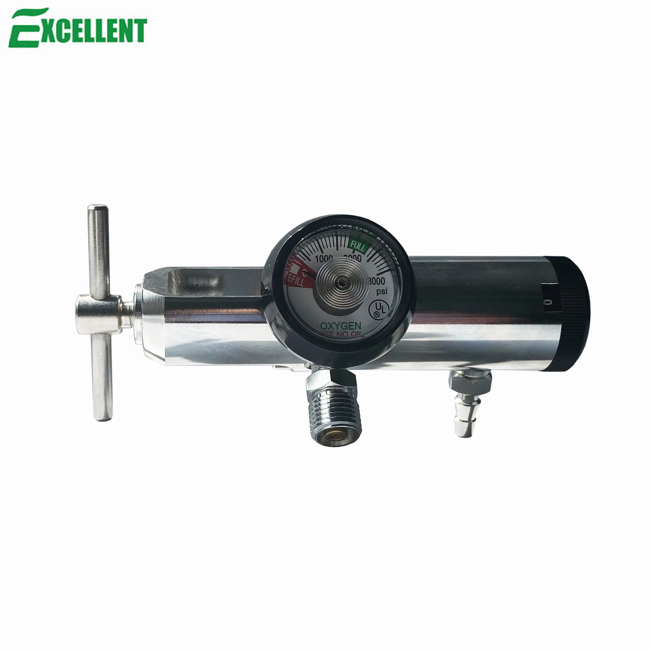 Click style Brass Medical CGA 870 EMS oxygen regulator with 2 Diss and 1 Barb for oxygen cylinder 0-25LPM