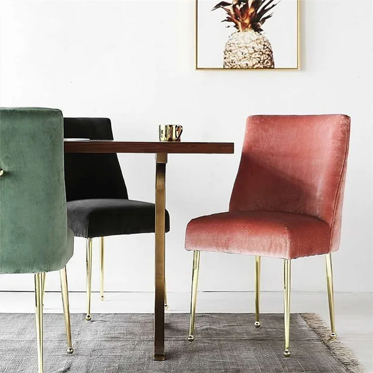 Luxury dining chairs Customized Modern Style Metal Stainless Steel Upholstery velvet Armchair Chair