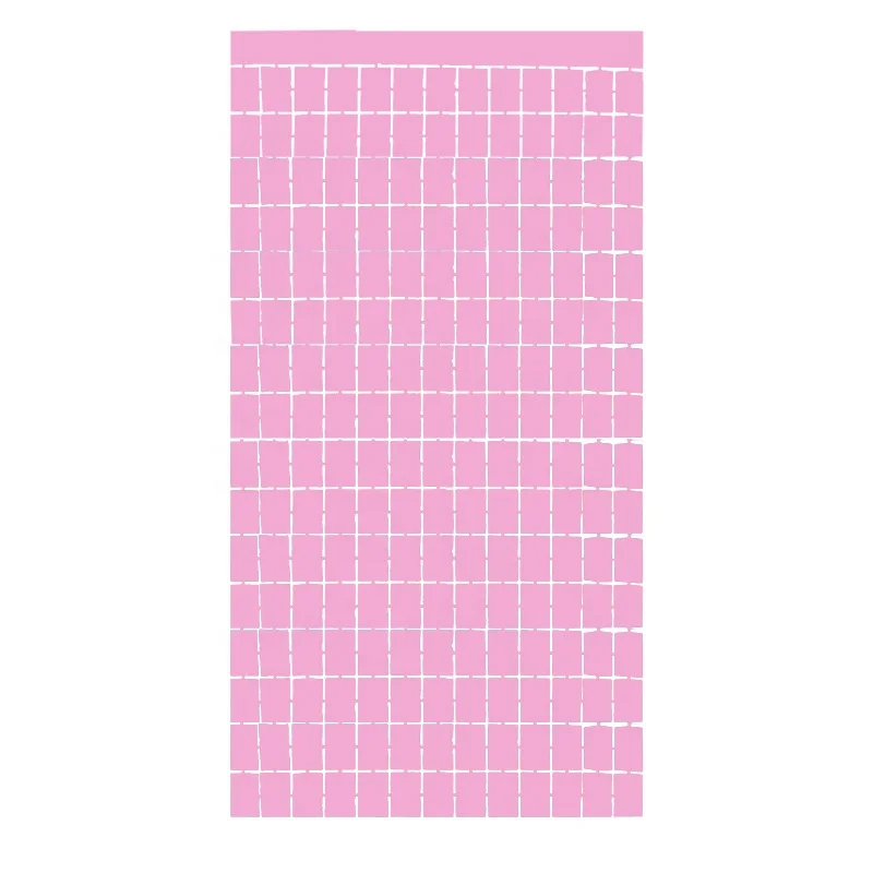 1X 2M Macaron Blue Pink Wall Backdrop Square Foil Fringe Curtains For Birthday Wedding Baby Shower Party Curtain Foil Decoration
