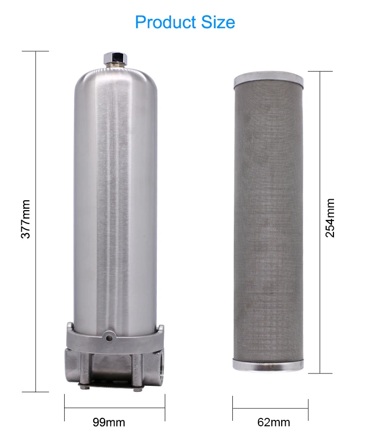 Whole House Household Home Pre Filter Big Flow System Stainless Steel Water Filtering Filter Bottle