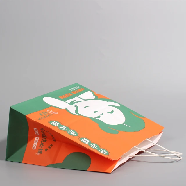 Custom to Go Leak Proof Printed Pick-up Kraft Delivery Paper Bags with Your Own logo for Flowers Orders Takeaway Food Delivery
