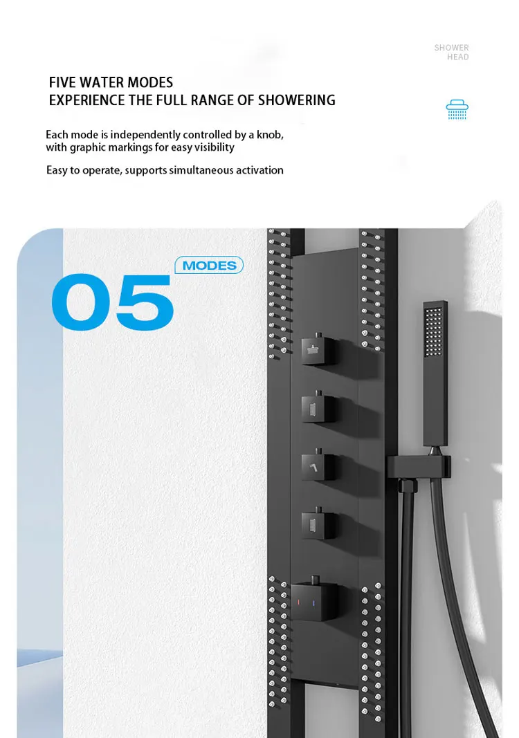 Stainless Steel Smart Rain Massage Wall Mounted Shower System Bathroom Faucet Shower Set Mixer Rainfall Taps