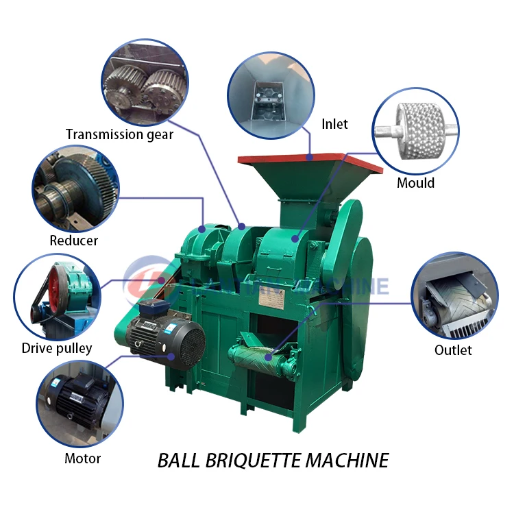 Iron Powder Naphthalene Coal Round Square Shape Briquettes Roller Press Machine Manufacture