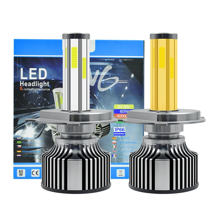 auto lighting systems N6 canbus 60w led 6 sides h4 led headlight bulbs 360 LED headlights 12v vehicle high low beam spotlight